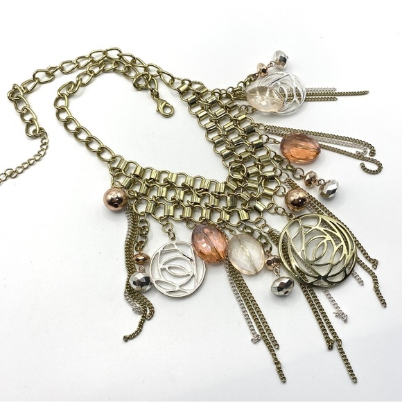 Goldtone Dangle Statement Necklace - Picture 2 of 8